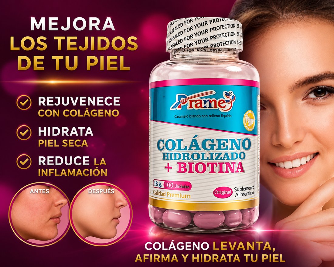 Colágeno Hidrolizado + Biotina Prame mejora los tejidos de la piel